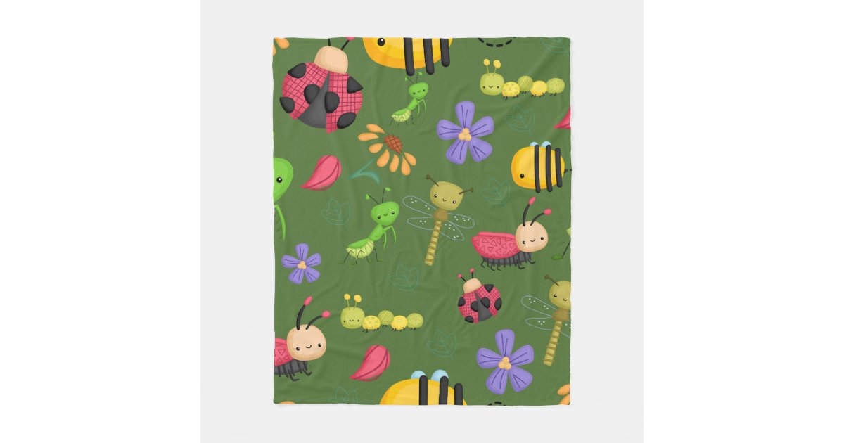 Flowers and Insects Fleece Blanket | Zazzle