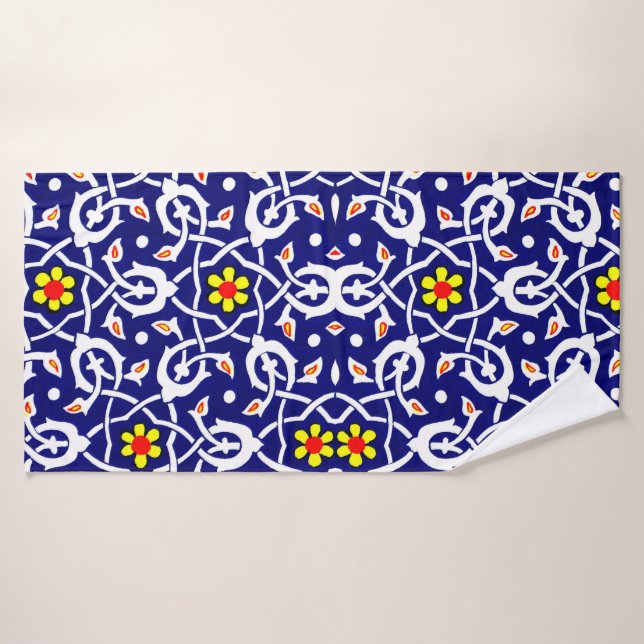 flowers and knots print bath towel set (Bath Towel)