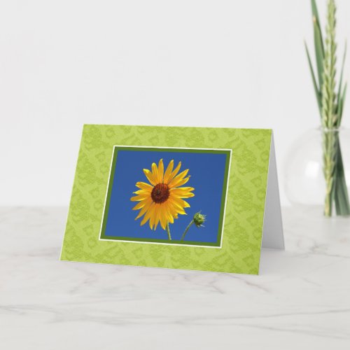Flowers And Lace Blank Note Card Yellow Sunflower