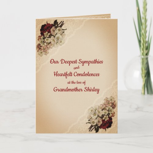 Flowers and Lace Personalized Sympathy Card