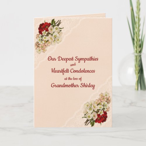 Flowers and Lace Personalized Sympathy Card