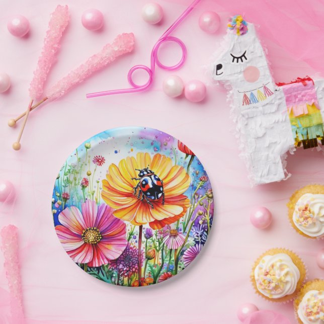 Flowers and Ladybugs Paper Plates (Party)