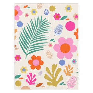 Flowers And Leaves 04 Colorful Floral Tablecloth