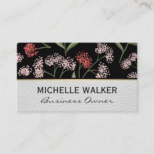Flowers and Leaves Decorative Pattern Business Card (Front)
