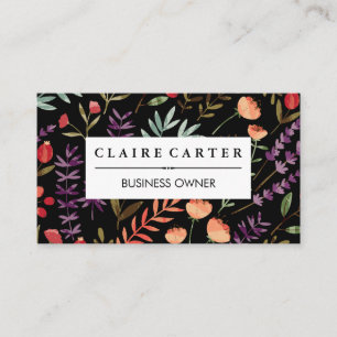 Flowers and Leaves Decorative Pattern Business Card
