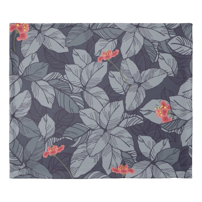 Flowers and leaves patternpattern, tropical, abstr duvet cover (Front)