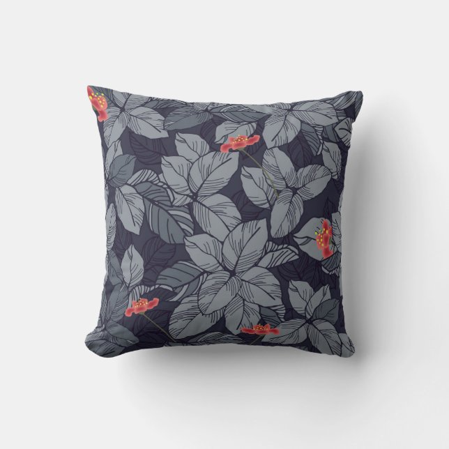 Flowers and leaves patternpattern, tropical, abstr throw pillow (Front)