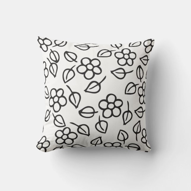 flowers and leaves throw pillow (Front)