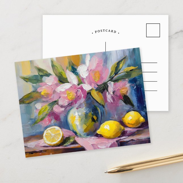Flowers and Lemons Modern Still Life Postcard (Creator Uploaded)