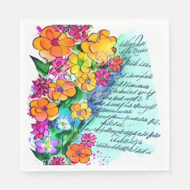 Flowers and Letters Napkins (Front)