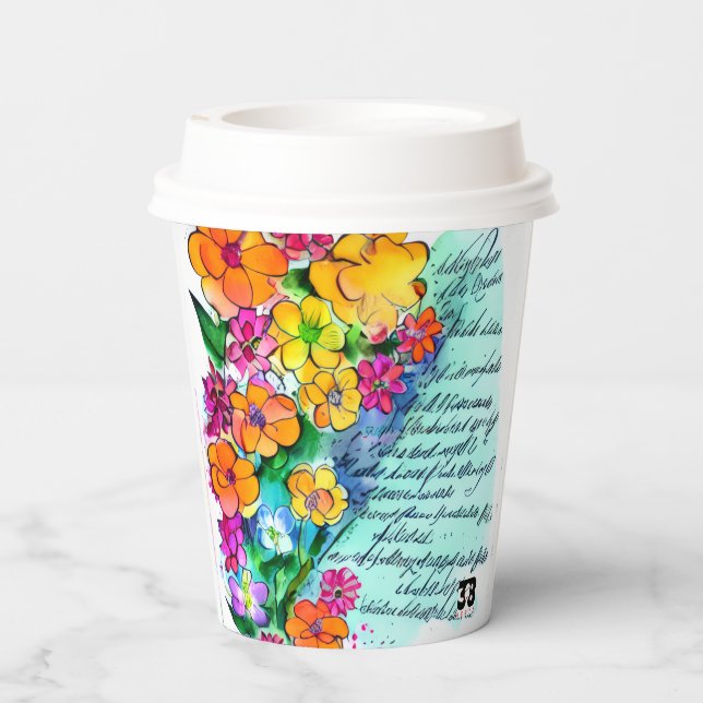 Flowers and Letters Paper Cups (Back)
