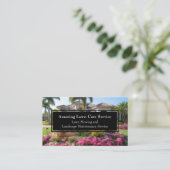 Flowers and Palm Trees Landscape Contractor Business Card (Standing Front)