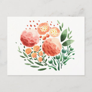 Flowers and Patterns Watercolor Postcard