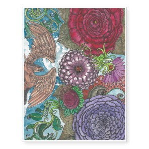 Flowers and Pegasus Temporary Tattoos