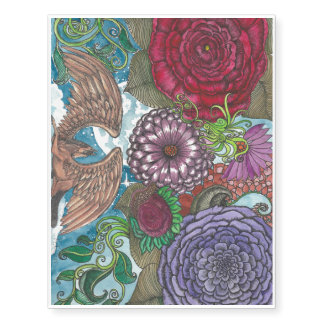 Flowers and Pegasus Temporary Tattoos