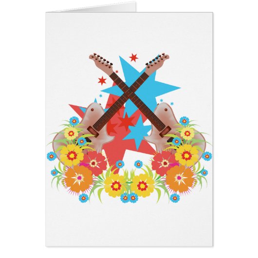 Flowers and pink guitars cards (Front)