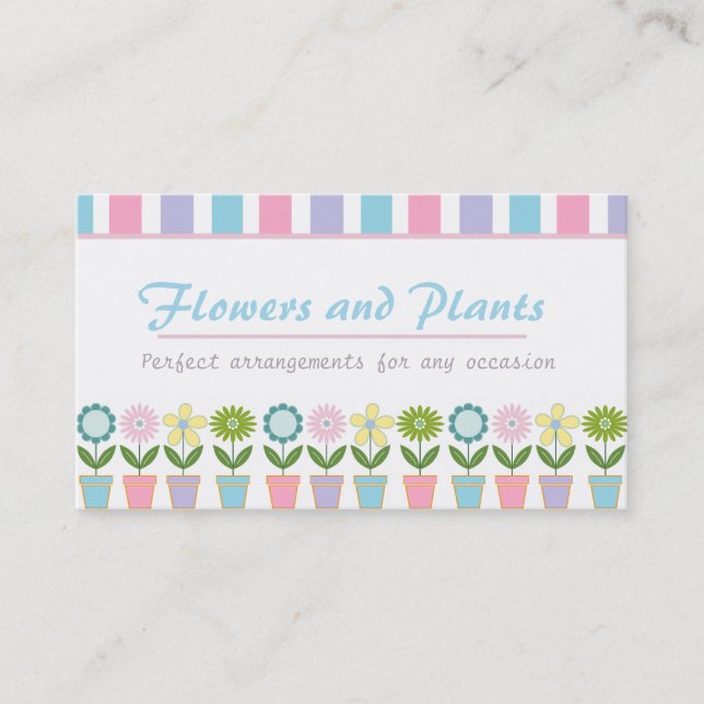 Flowers and Plants Flower Shop Florist Business Card (Front)
