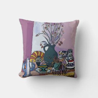 Flowers and Purple Vase Throw Pillow