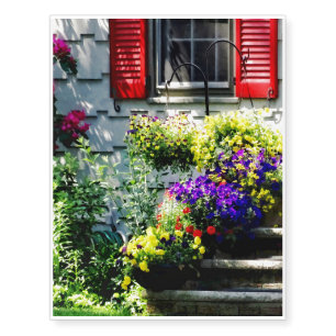 Flowers and Red Shutters Temporary Tattoos