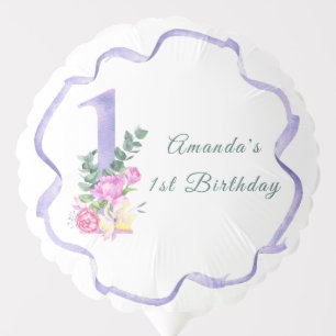 Flowers and ribbon First birthday party Balloon