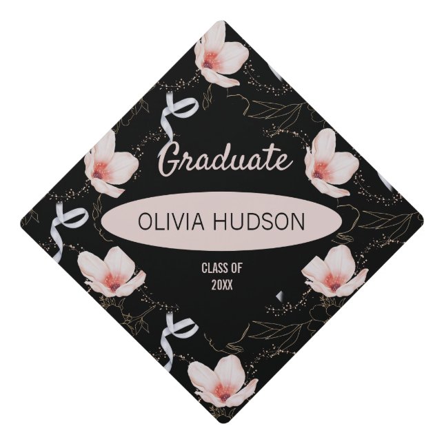 Flowers And Ribbons  Graduation Cap Topper (Front)