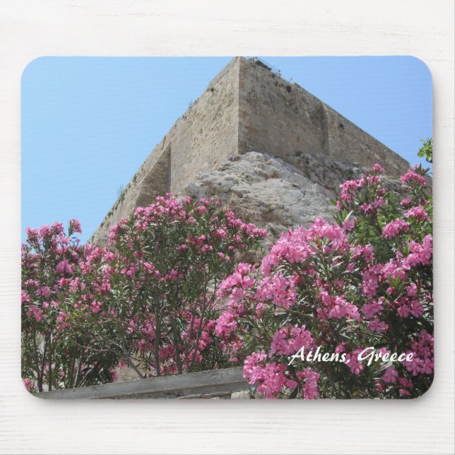 Flowers and Ruins in Athens, Greece Mouse Pad (Front)