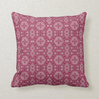 Flowers and Shapes in Raspberry Red Throw Pillow