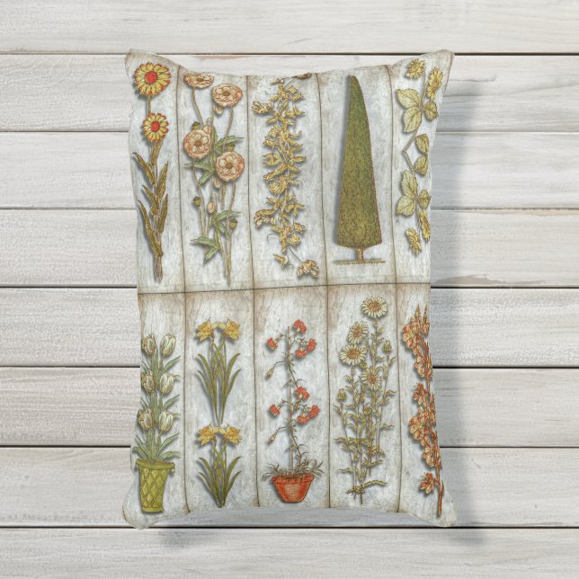 Flowers and Shrub Outdoor Pillow (Front(Vertical))