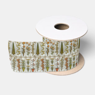 Flowers and Shrub Satin Ribbon