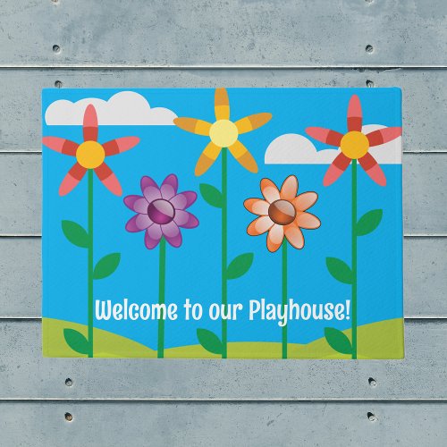 Flowers and Sky Childrens Playhouse Doormat