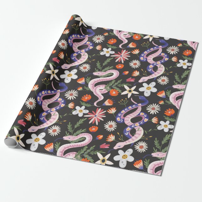 Flowers and Snakes Wrapping Paper  (Unrolled)