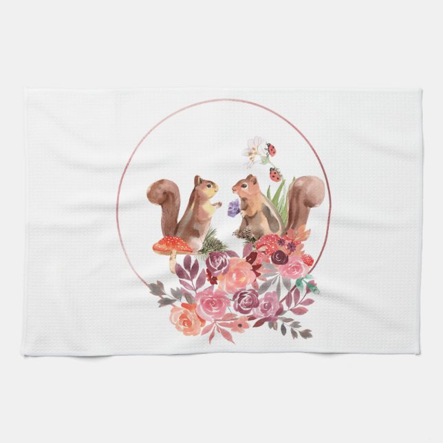 Flowers and Squirrels Towel (Horizontal)