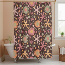 Flowers And Starfish On Chocolate Brown