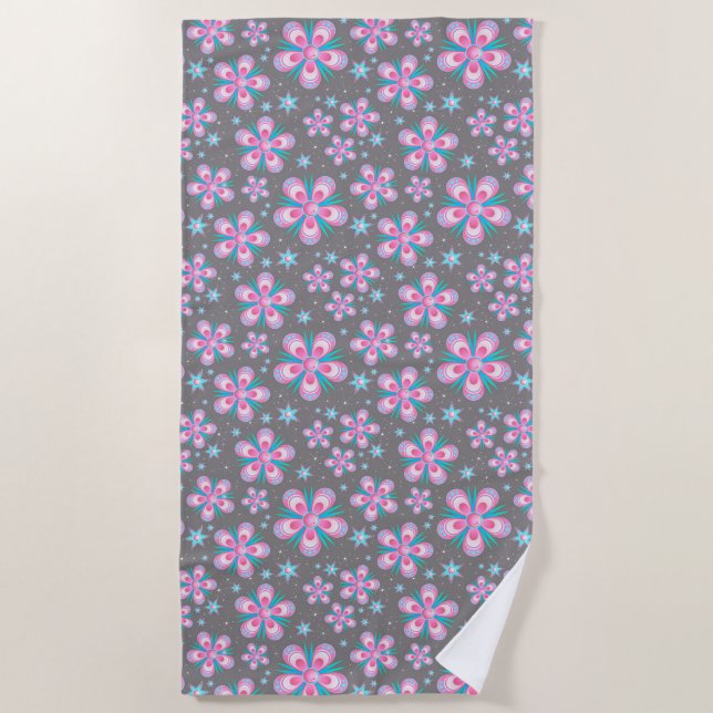 flowers and stars beach towel (Front)