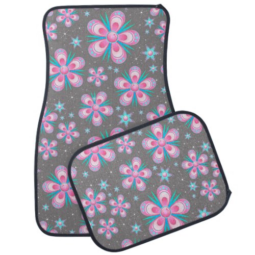 flowers and stars car mats