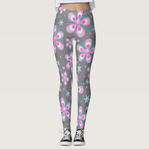 flowers and stars leggings