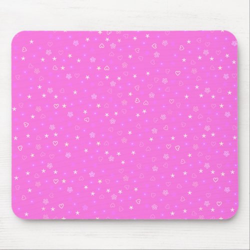 Flowers and Stars with pink background Mouse Pad