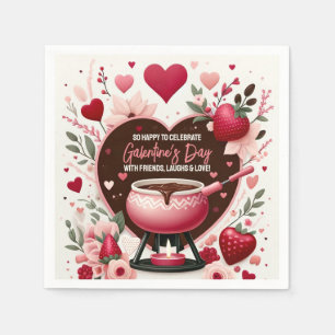 Flowers and Strawberries Galentine's Fondue Party Napkins