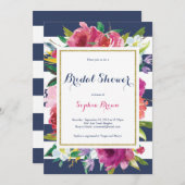 Flowers and Stripes Bridal Shower Invitation (Front/Back)