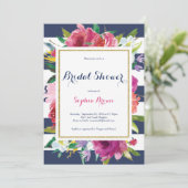 Flowers and Stripes Bridal Shower Invitation (Standing Front)