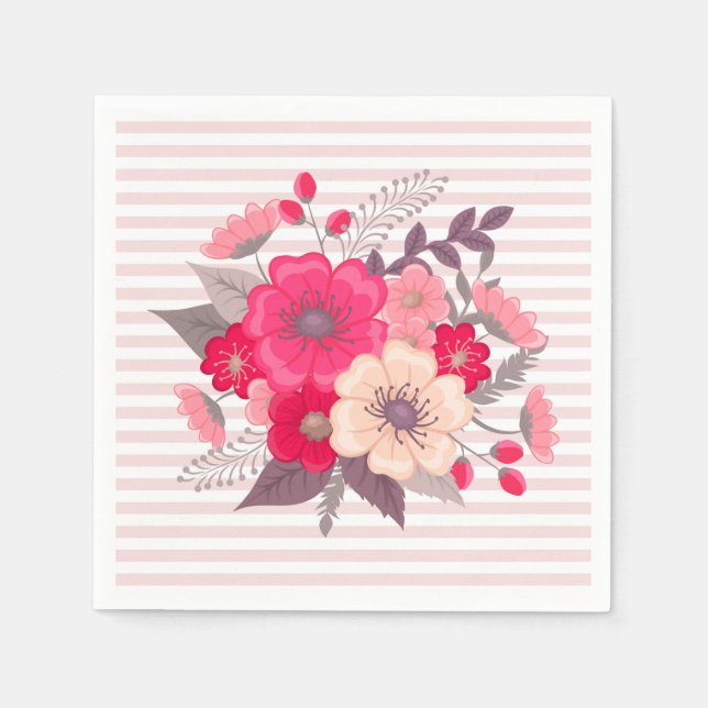 Flowers and Stripes Napkins (Front)