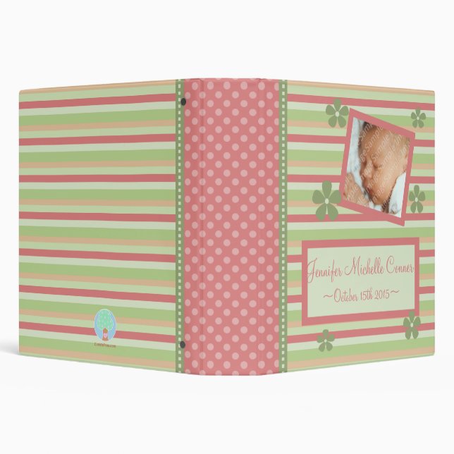 Flowers and Stripes New Baby Book Binder (Background)