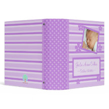 Flowers and Stripes Purple Baby Book Binder