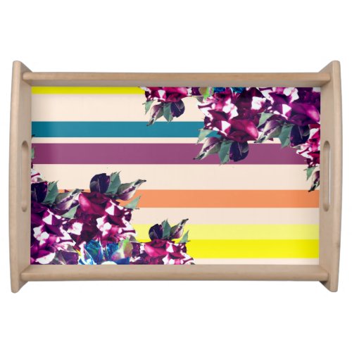 Flowers and stripes  serving tray