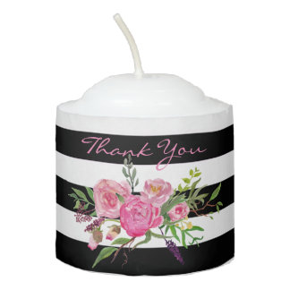 Flowers and Stripes Wedding Candle Favor