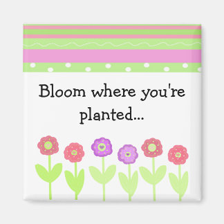 Flowers and Stripes with Saying Magnet