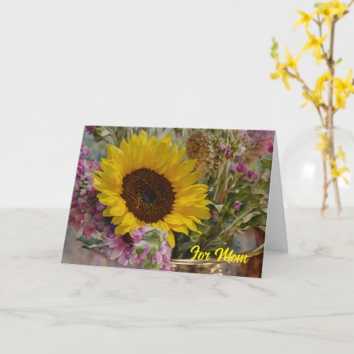 Flowers and Sunflower Bouquet Mothers Day Card