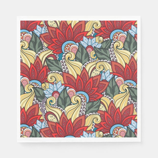 Flowers And Swirl P20  Luncheon Paper Napkins (Front)