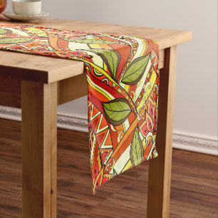 Flowers And Swirl P3 Short Table Runner