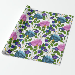 Flowers And Swirl Pattern  32  Wrapping Paper